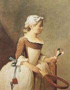 Jean Baptiste Simeon Chardin Girl with a Racquet and Shuttlecock (mk08) oil